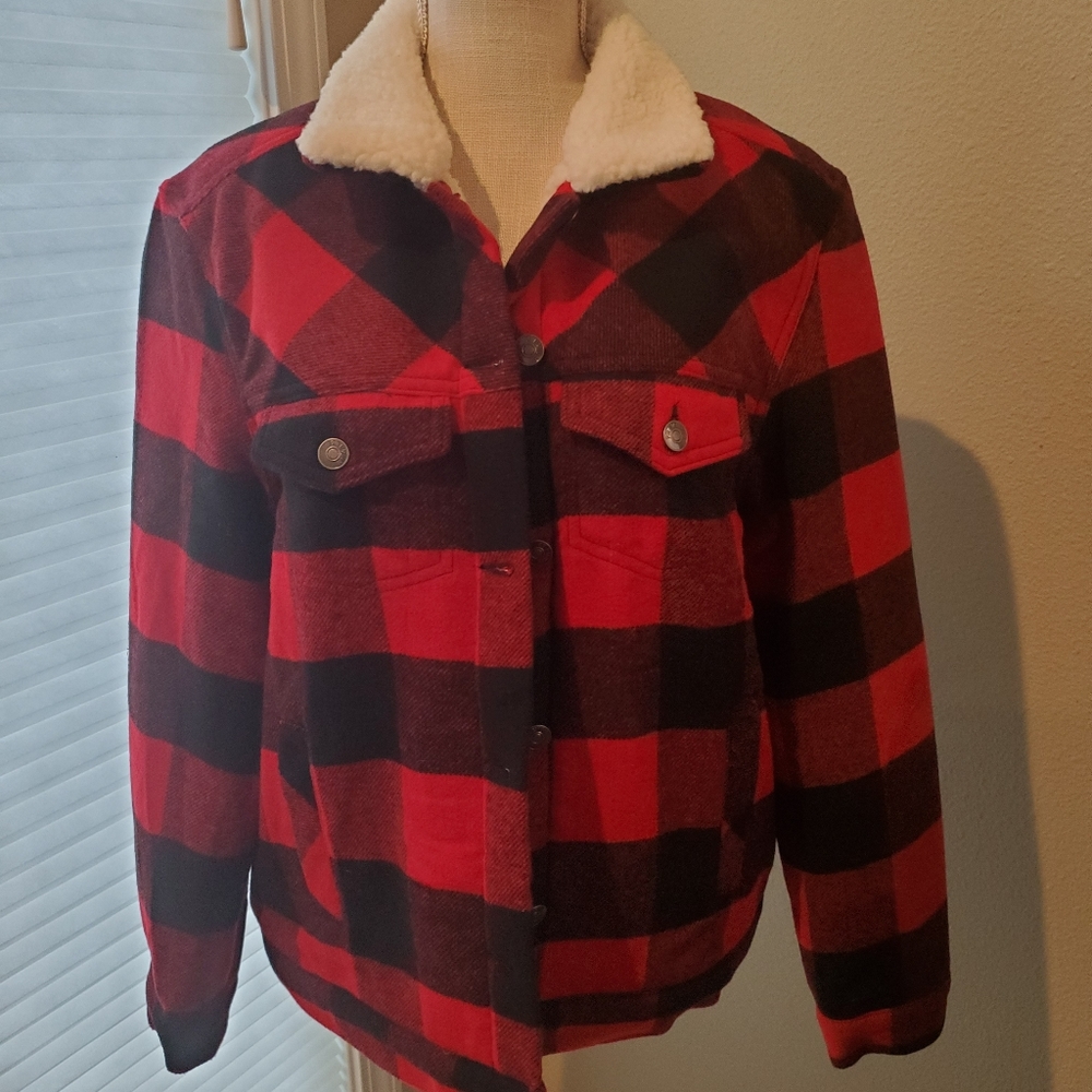 Montrez Red/Black Sherpa Lumberjack Coat - Picture 5 of 11